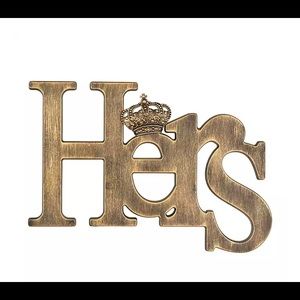 Gold Hers Jeweled Crown Plaque